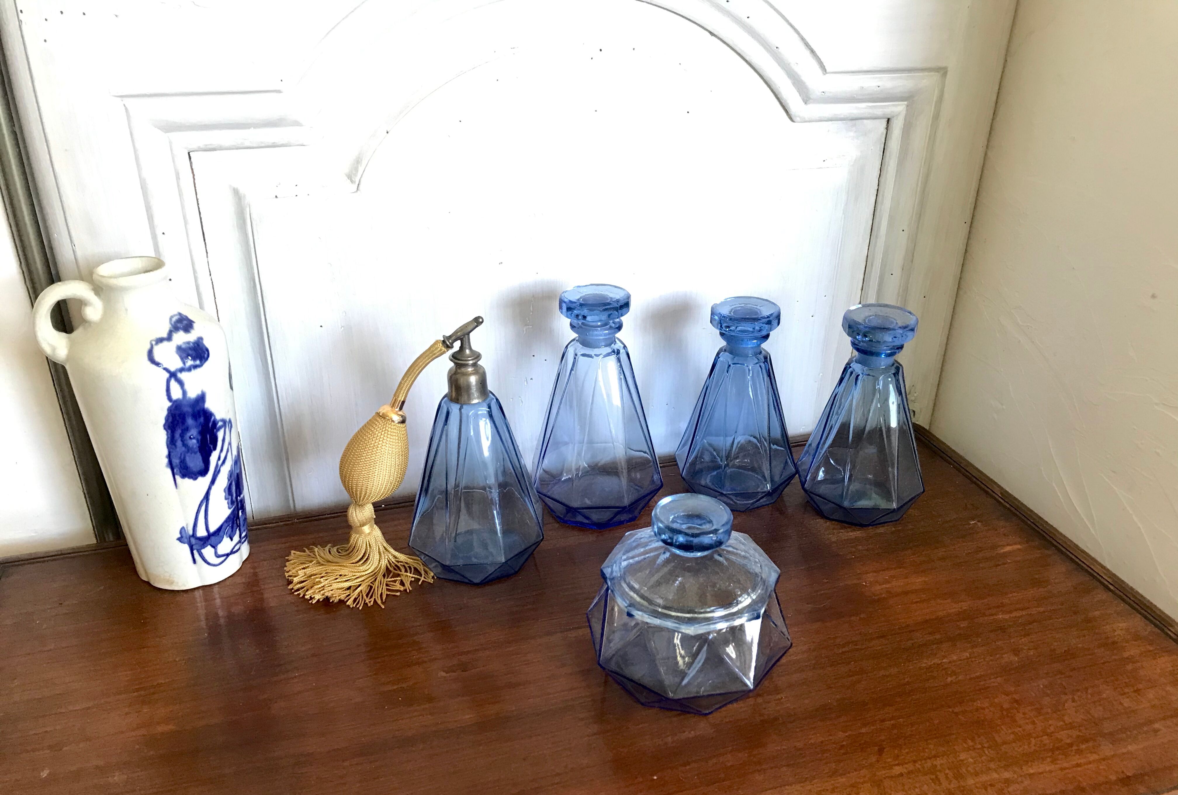 Art deco bathroom bottles