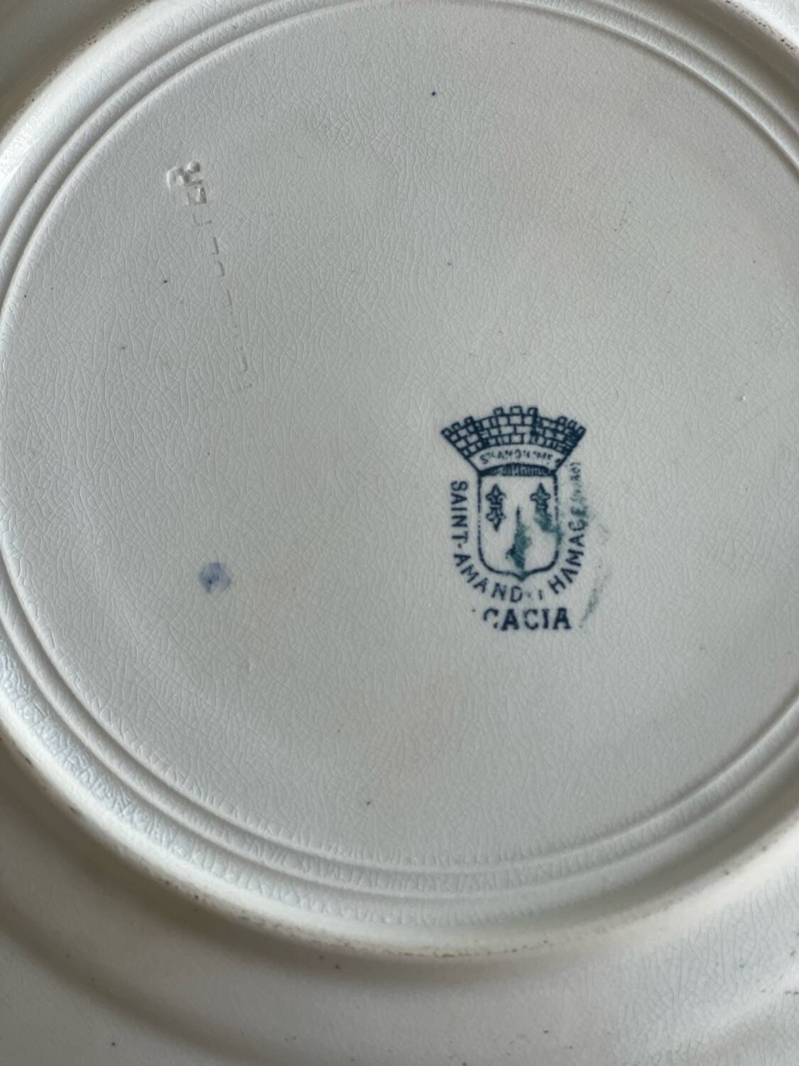 9 mismatched blue ironstone plates