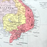 Old map of Indochina Asia 43x43cm from 1950