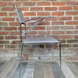 Lot of 4 Italian design chairs in leather and chrome