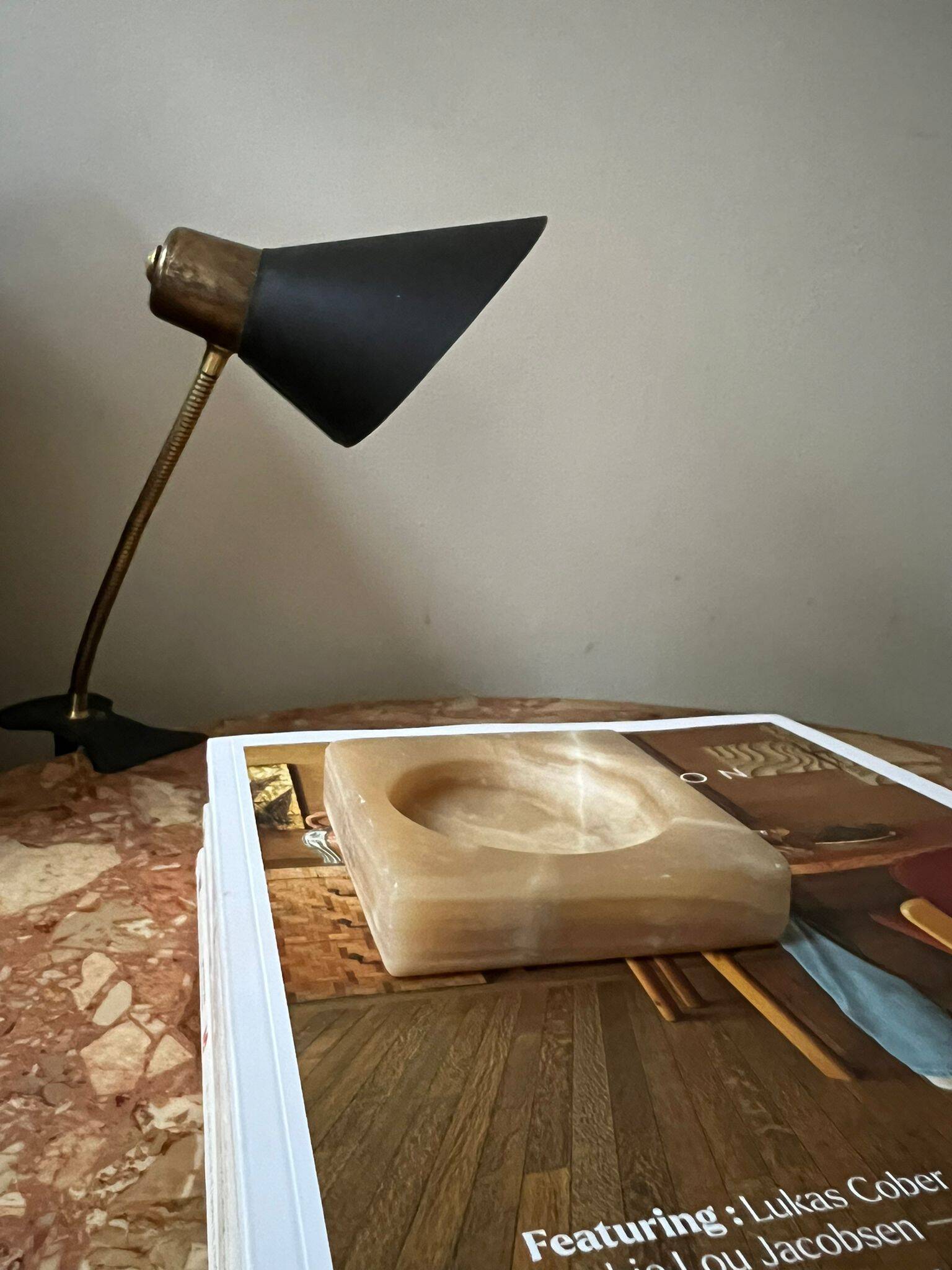 Square ashtray / vintage alabaster pocket