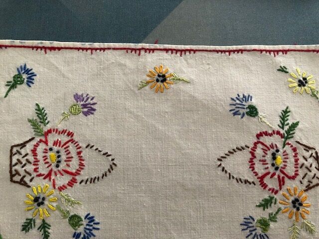 Two hand-embroidered placemats 30x20cm