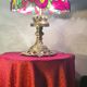 antique bronze lamp and stained glass shade