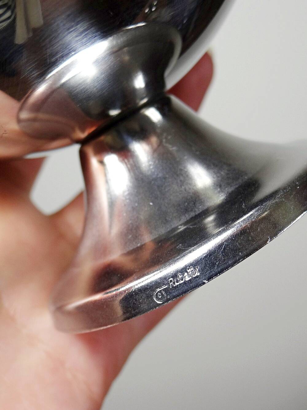 6 vintage bistro-style stainless steel dessert bowls on feet