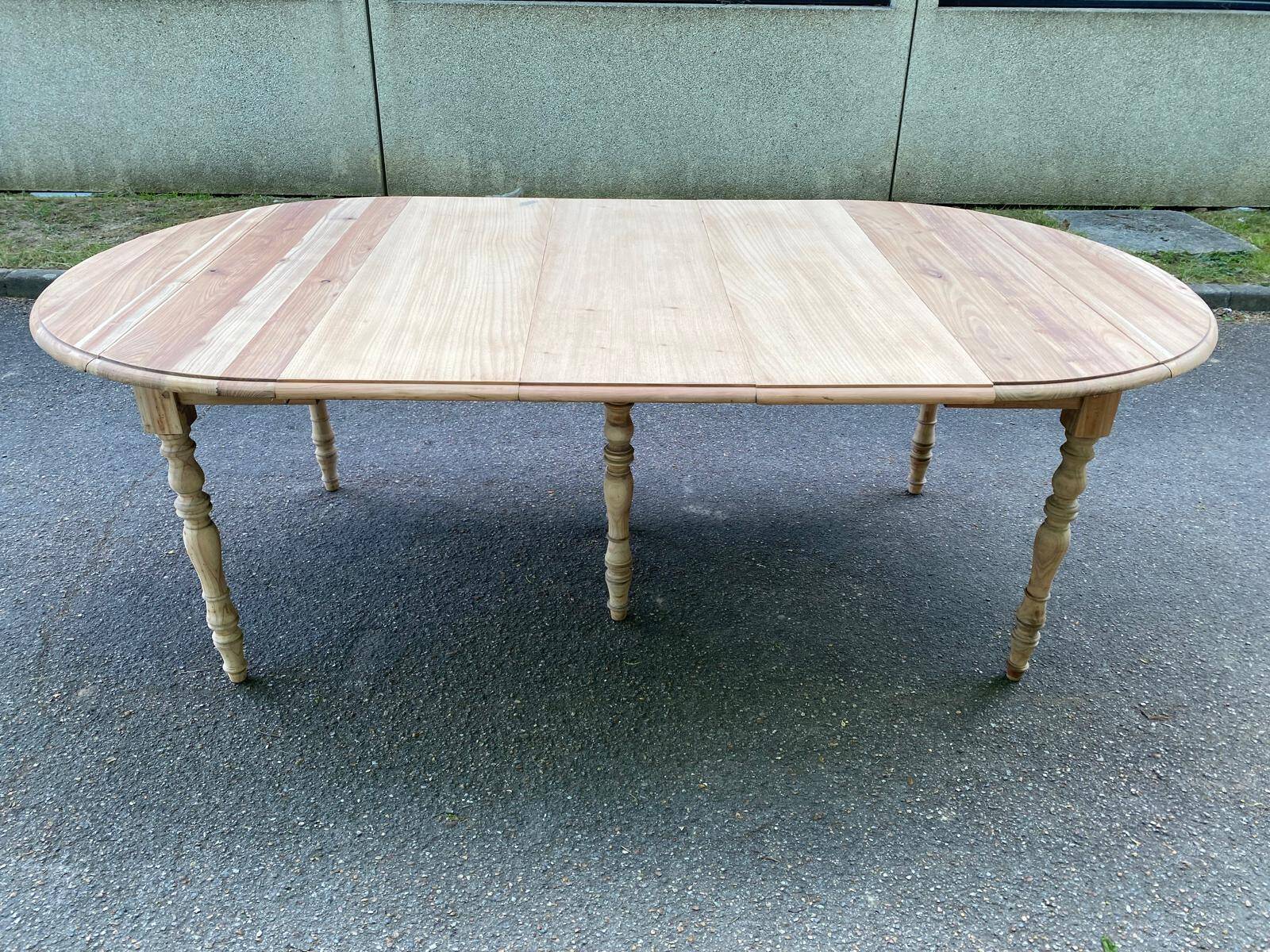 Table ronde extensible Louis Philippe XIXème à volet pliable 6 pieds 230cm