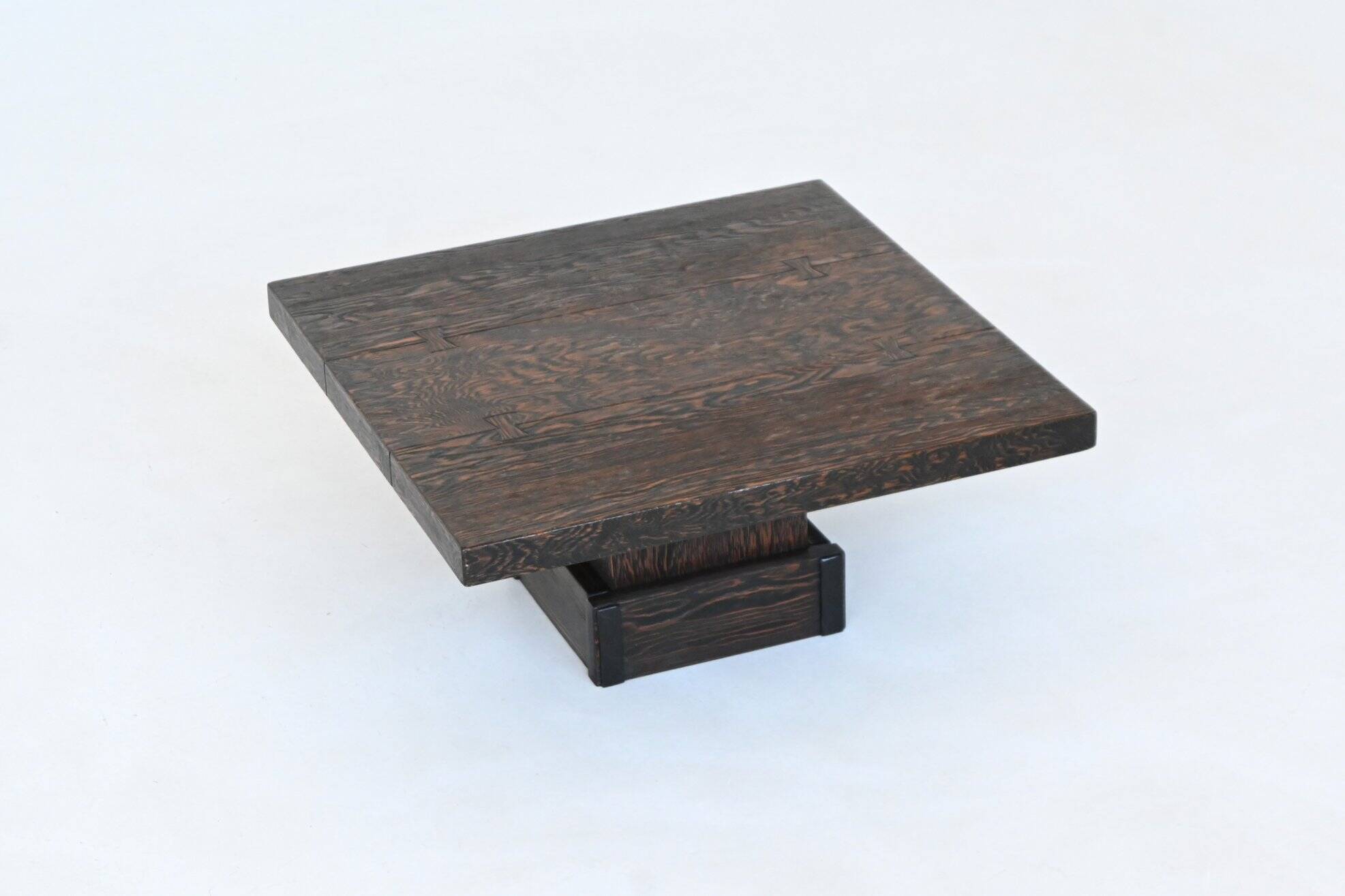 Brutalist square shaped coffee table Mid-Century France 1970