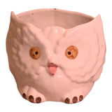 Cache pot owl glazed ceramic white slip earthenware siol Portugal