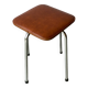 Tabouret vintage cuir marron et acier chromé