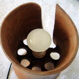 Lampe à poser en bois taille dans la masse y compris l'abat jour design 70/80