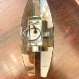 Pair of smoked glass and chrome wall lights, Italy, 1970