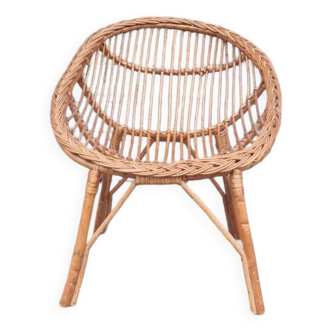 Fauteuil coquille en rotin