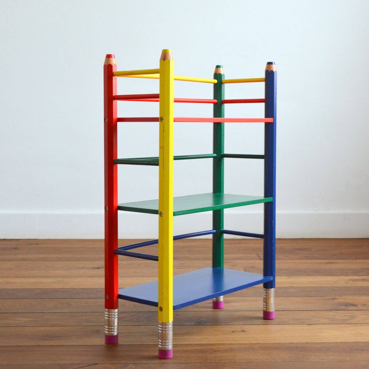 Pierre Sala pencil shelf on legs Clairefontaine collection 1980