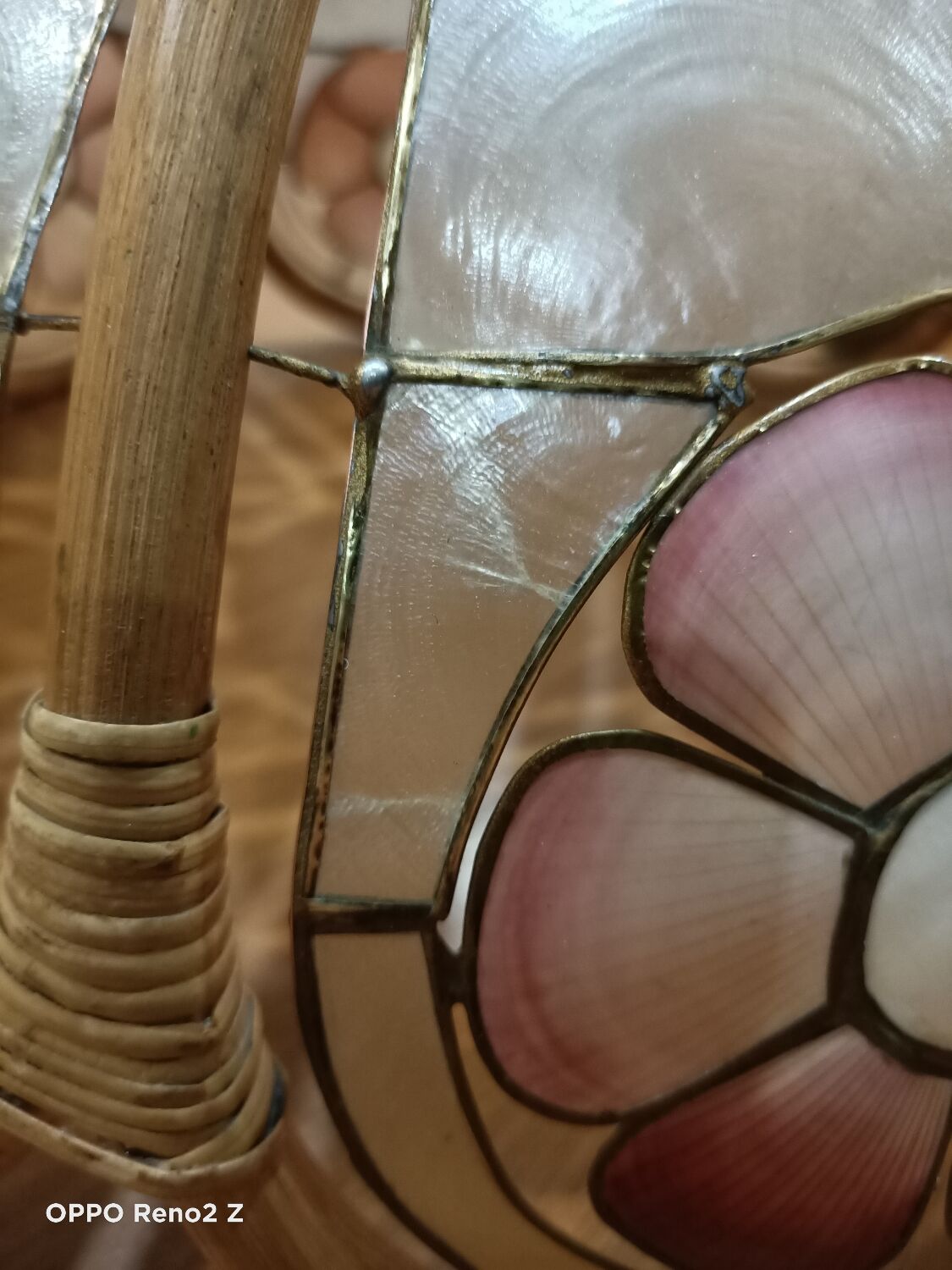 Suspension nacre et bambou