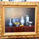 Still life with chinoiseries.oil on canvas framed