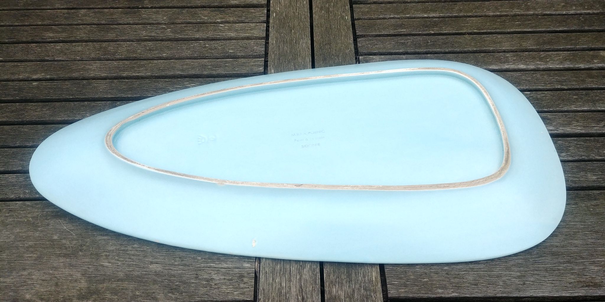 Ceramic dish from the faiencerie of M.B.F.A Pornic model sidonie blue