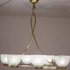 Art Decò Seguso Oval Mid-Century Six- Light Murano Glass and Brass Chandeli
