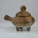 tripod ceramic with lid, signed Agnès Escala