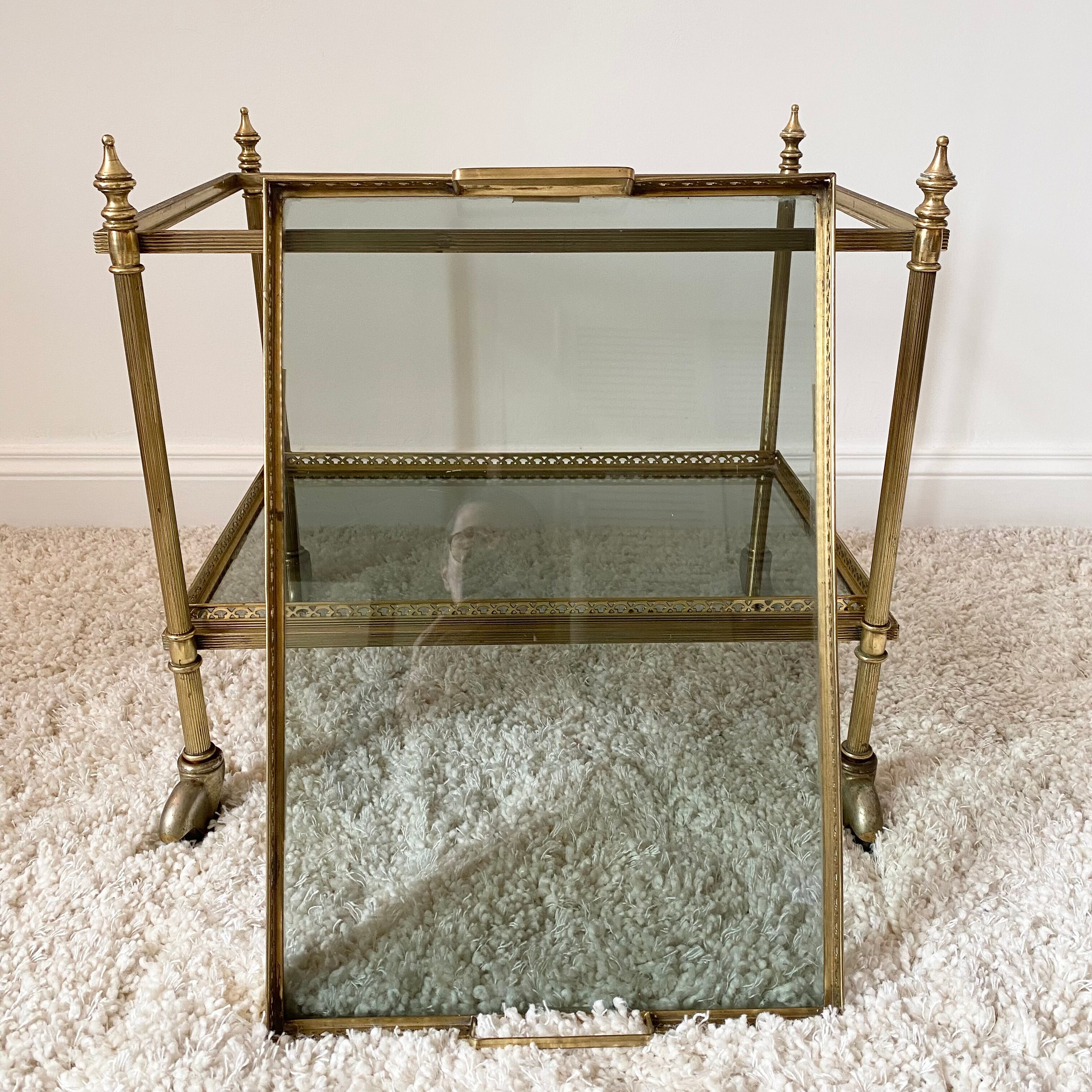Brass and smoked glass dessert 60s