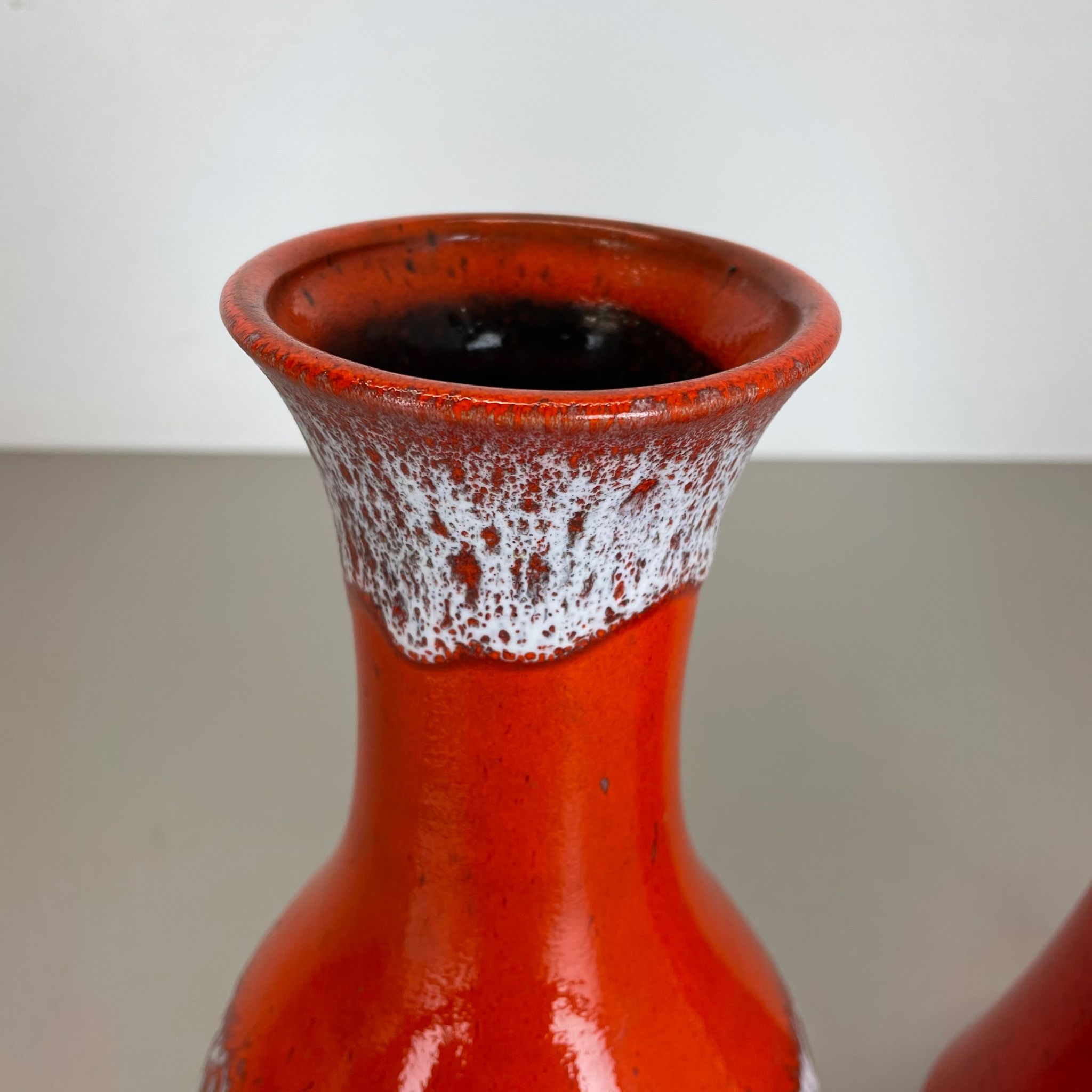 Set of 2 Multi-Color Fat Lava Op Art Pottery Vase Made by JASBA Ceramics Germany