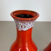 Set of 2 Multi-Color Fat Lava Op Art Pottery Vase Made by JASBA Ceramics Germany