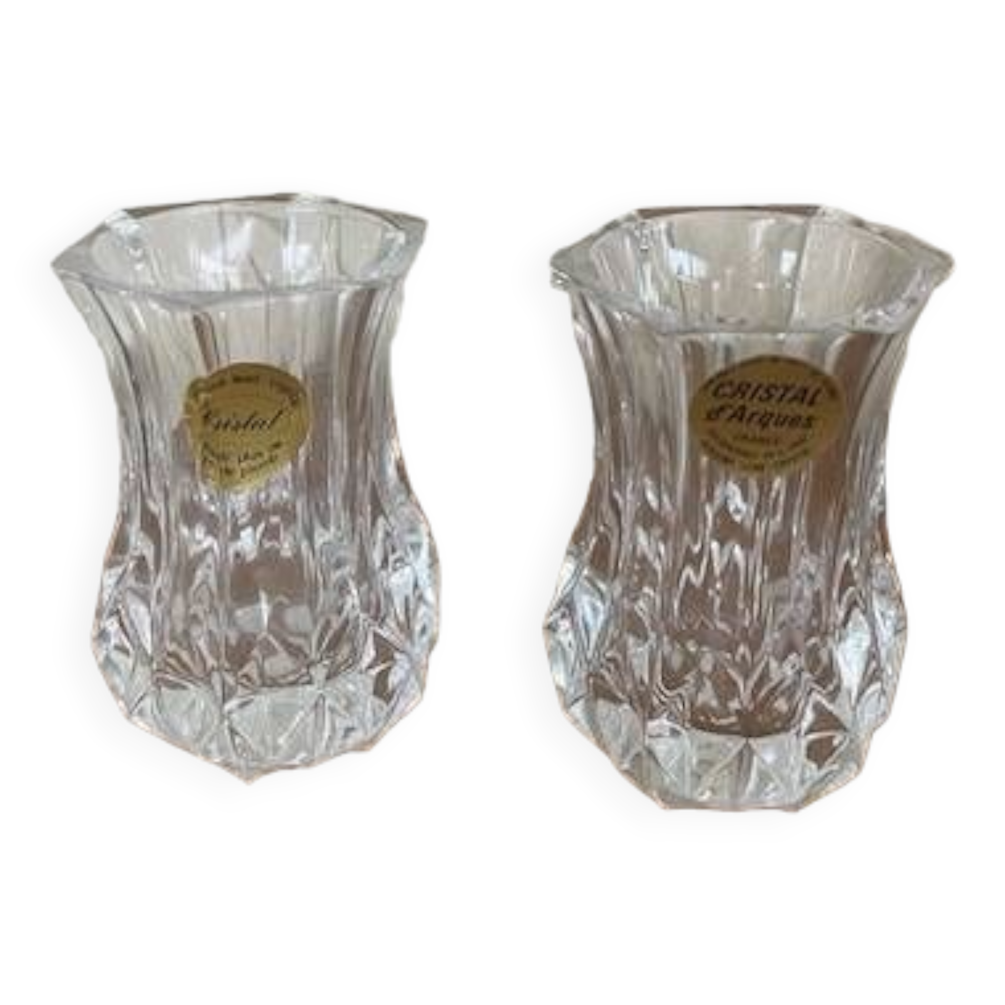 Pair of small Arques crystal vases