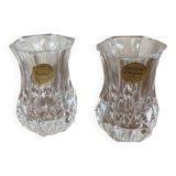 Pair of small Arques crystal vases