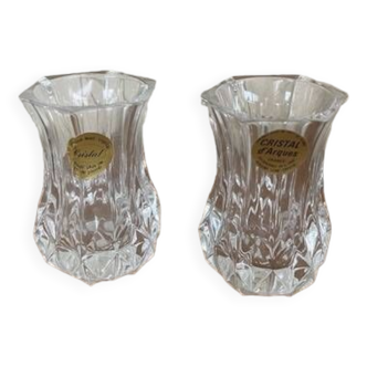 Pair of small Arques crystal vases
