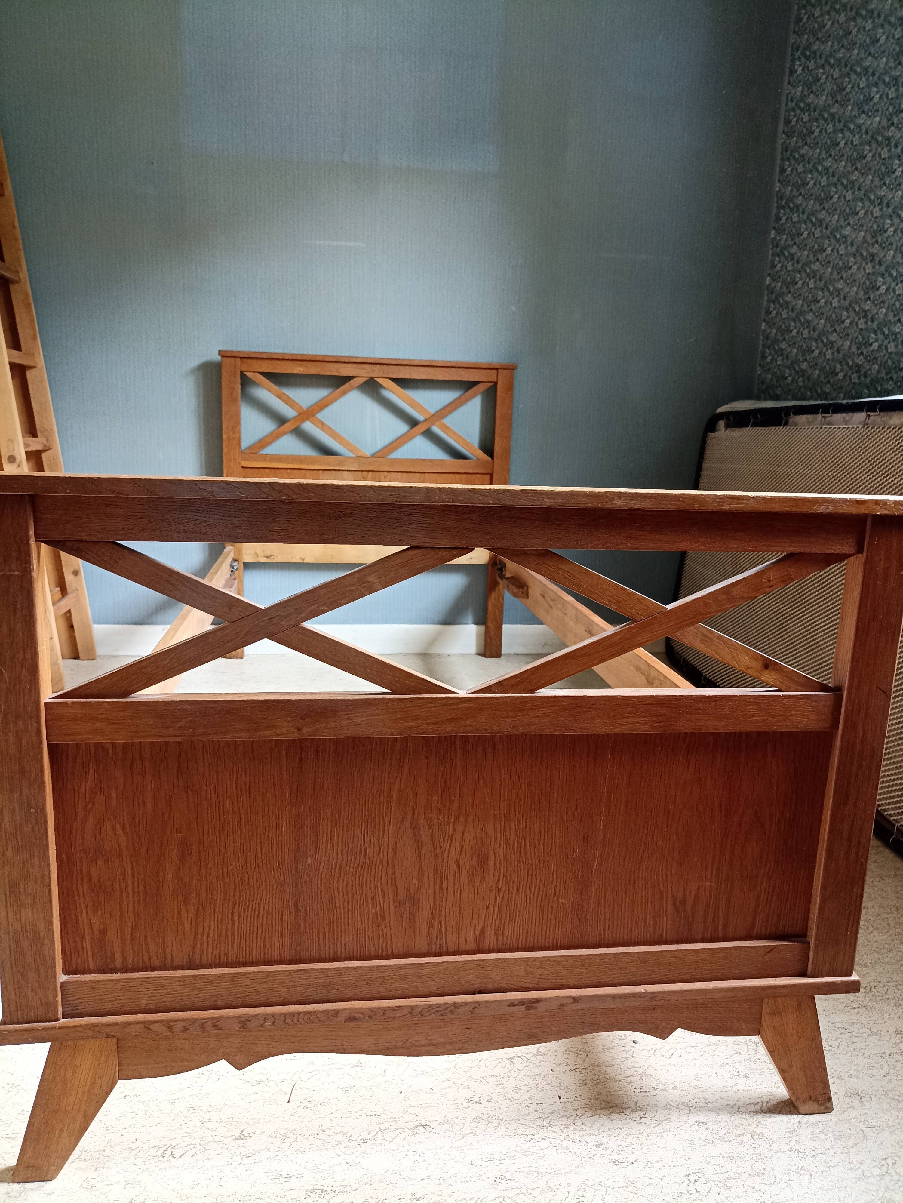 Vintage bed year 60 a place in light solid wood