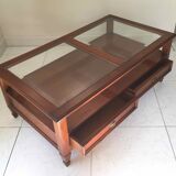 Coffee table with cherry drawers and beveled glass