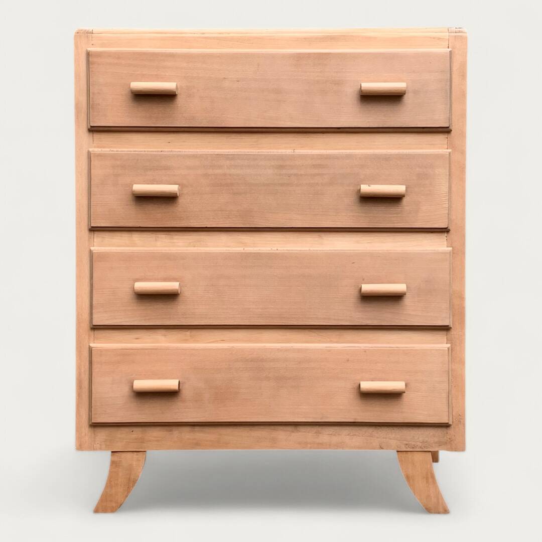 Raw wood art deco chest of drawers