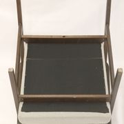 Pair of Henryk Lis armchairs 300-190s 1970s reupholstered gray textured fabric.