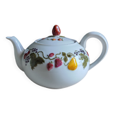 Teapot Deshouliéres • Limoges porcelain • Decor fruits strawberries cherries