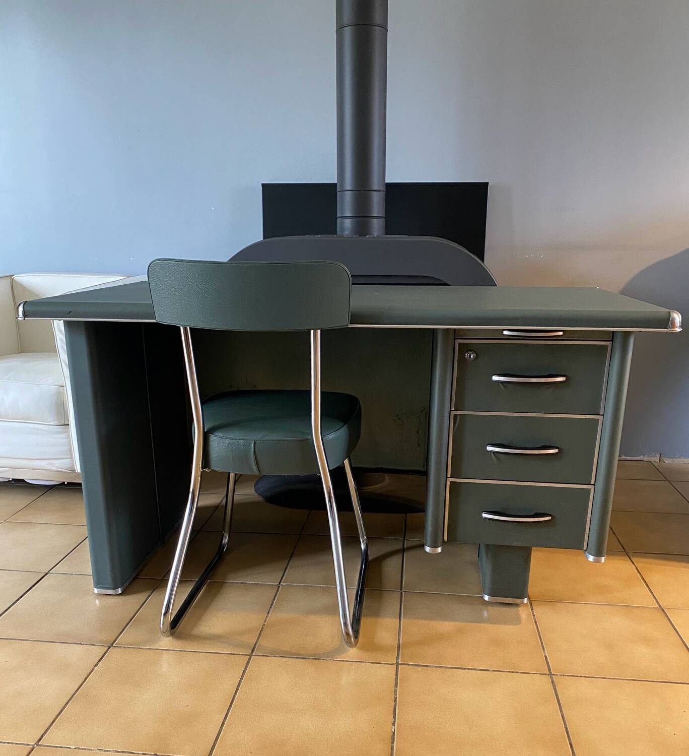 1950s workshop desk and chair