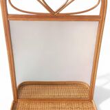 Mid Century French Riviera Rattan and Wicker Mirror With Shelf, Spain, 1960s–70s