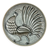Vintage wall plate in West German pottery with rooster design, 1970s.