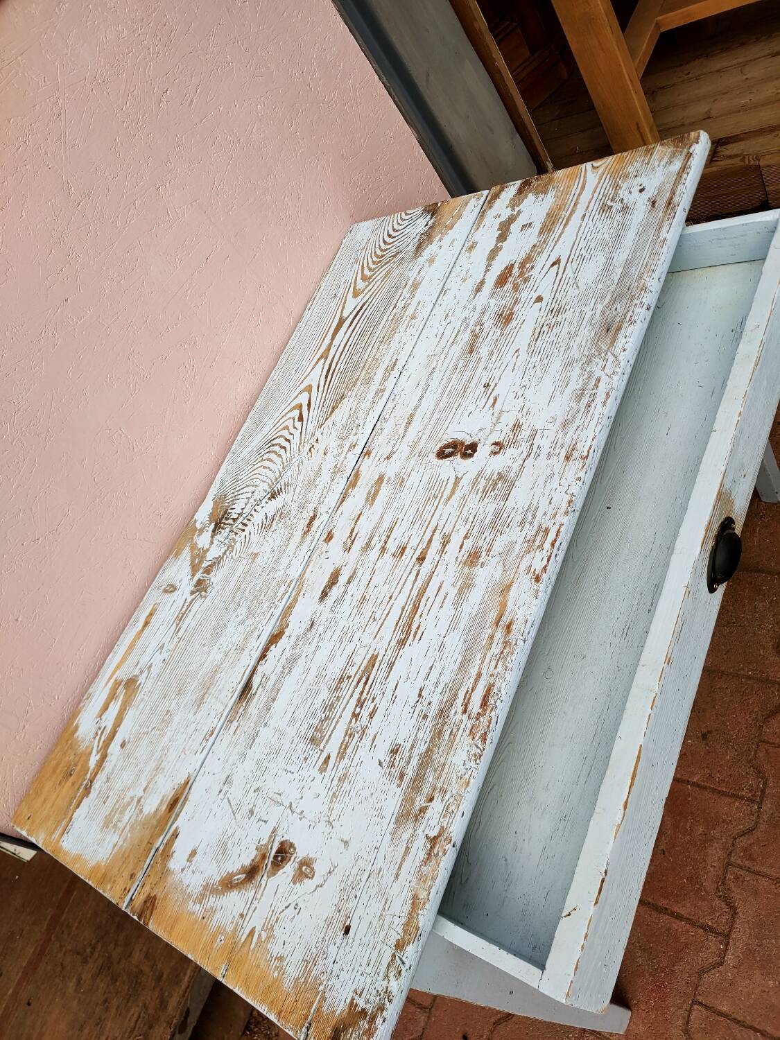 Pastel blue farm table