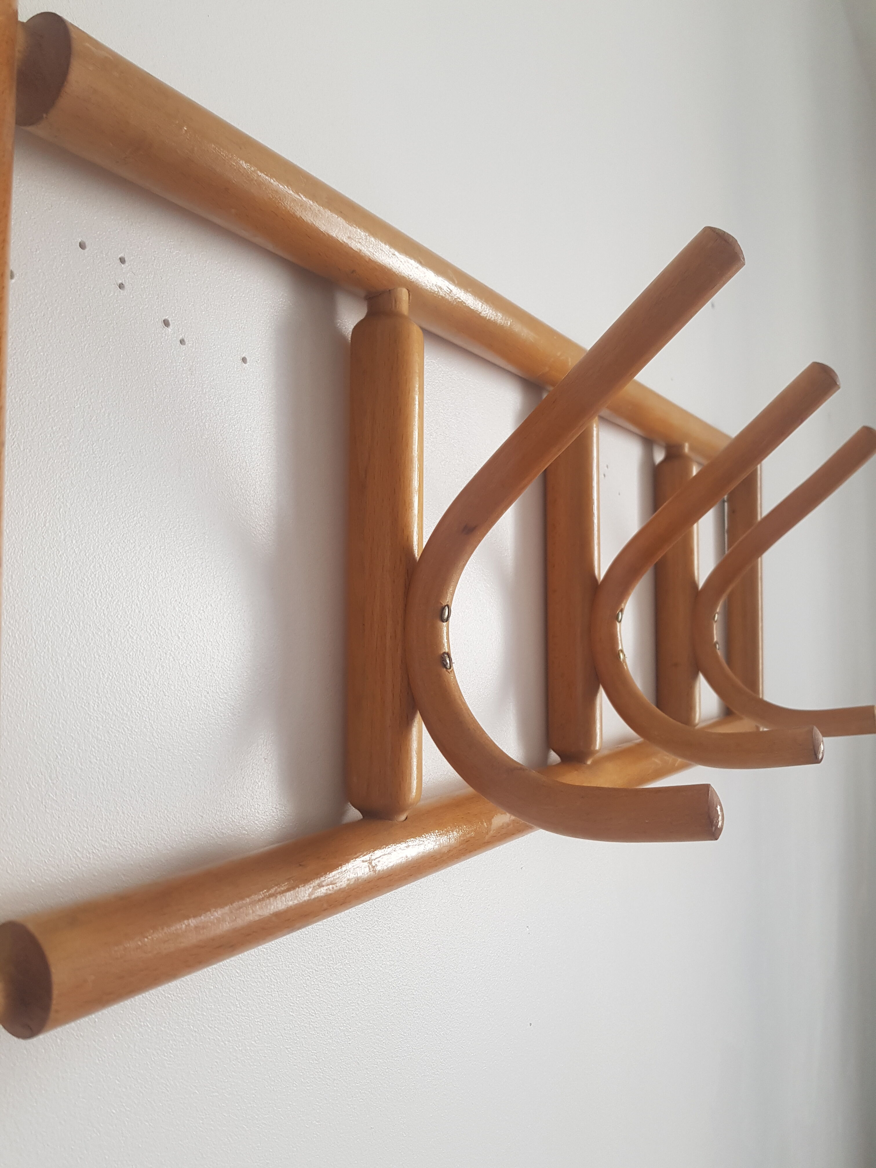 Wooden wall coat rack