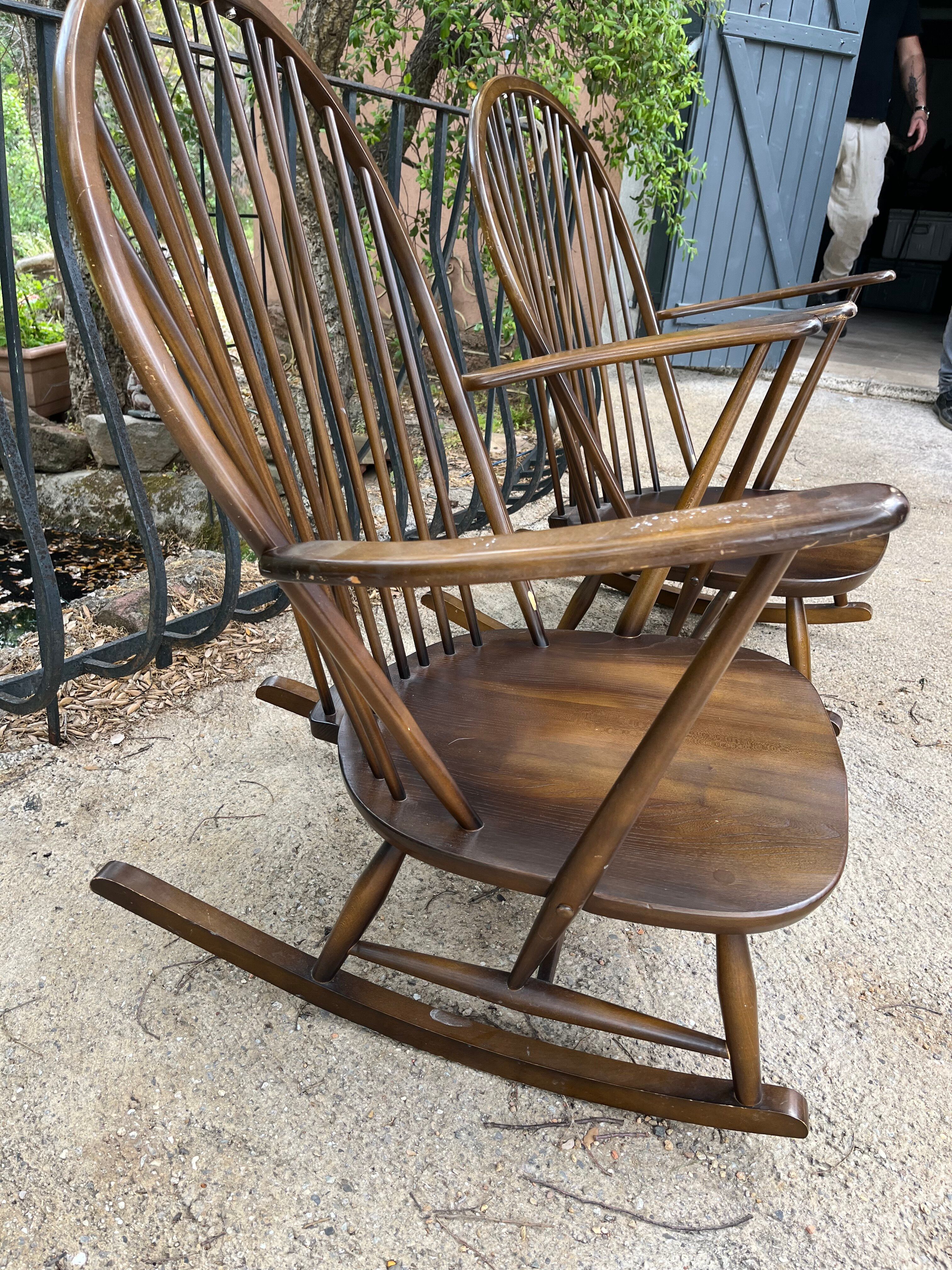 Pair of rocking chairs ercol lucian ercolani vintage design