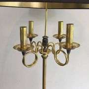 Floor lamp in brushed steel and brass. In the style of Maison Charles