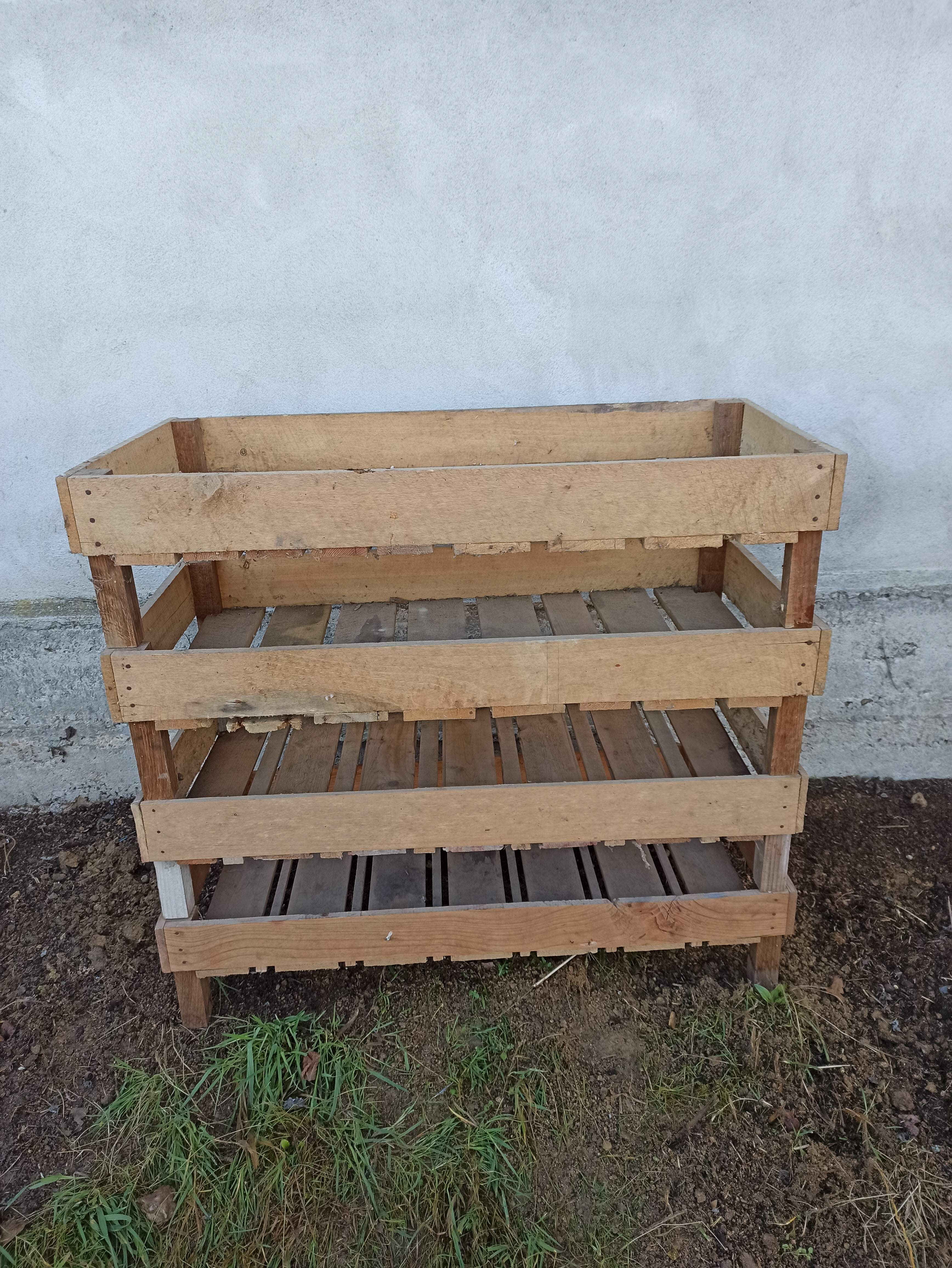 Set of four wooden shelves crate boxes