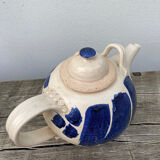 Teapot in blue and beige Japanese stoneware