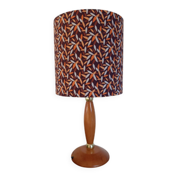 Lampe bois mid-century Abat-jour graphisme végétal