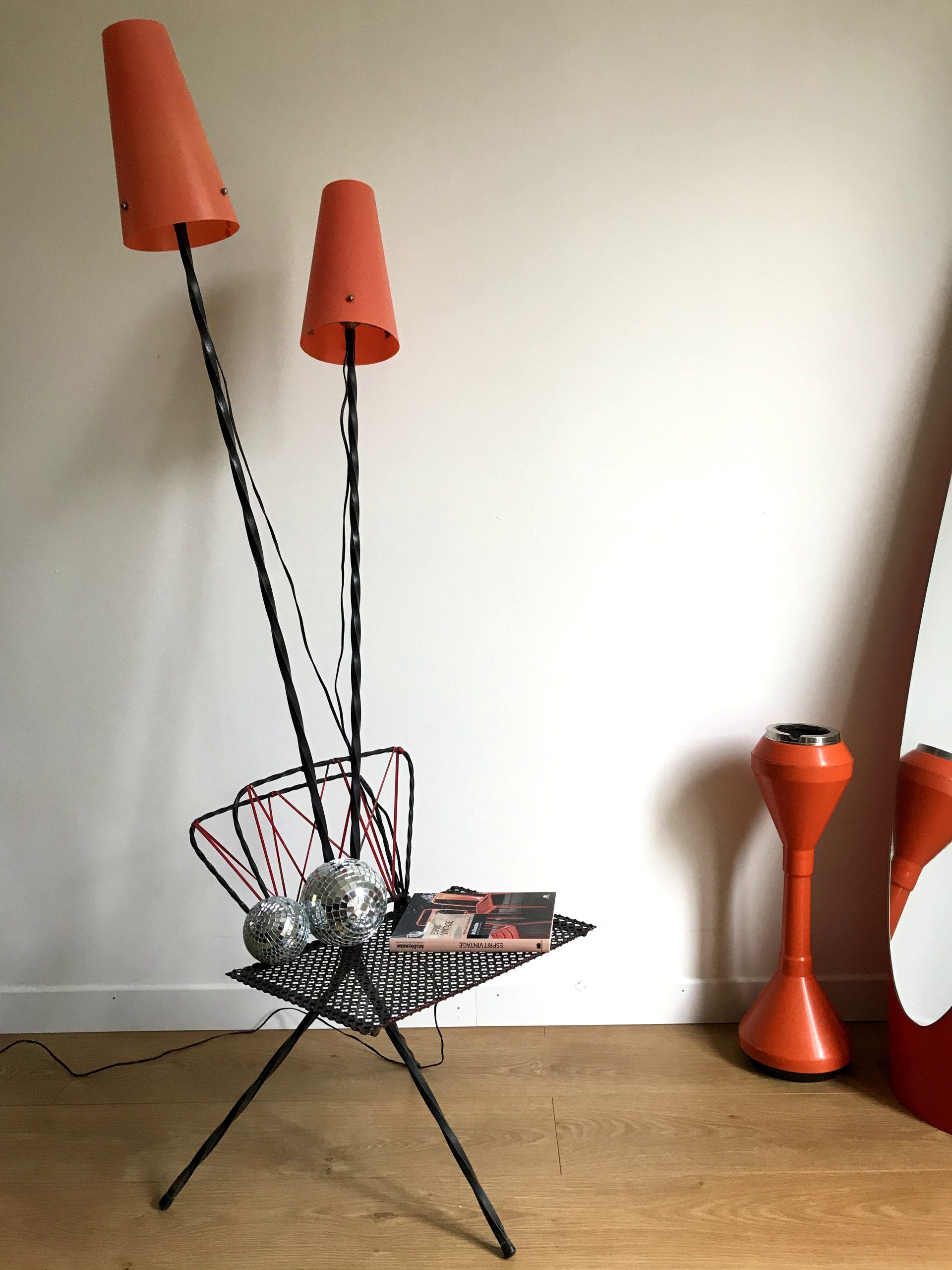 Vintage three-way two-light floor lamp