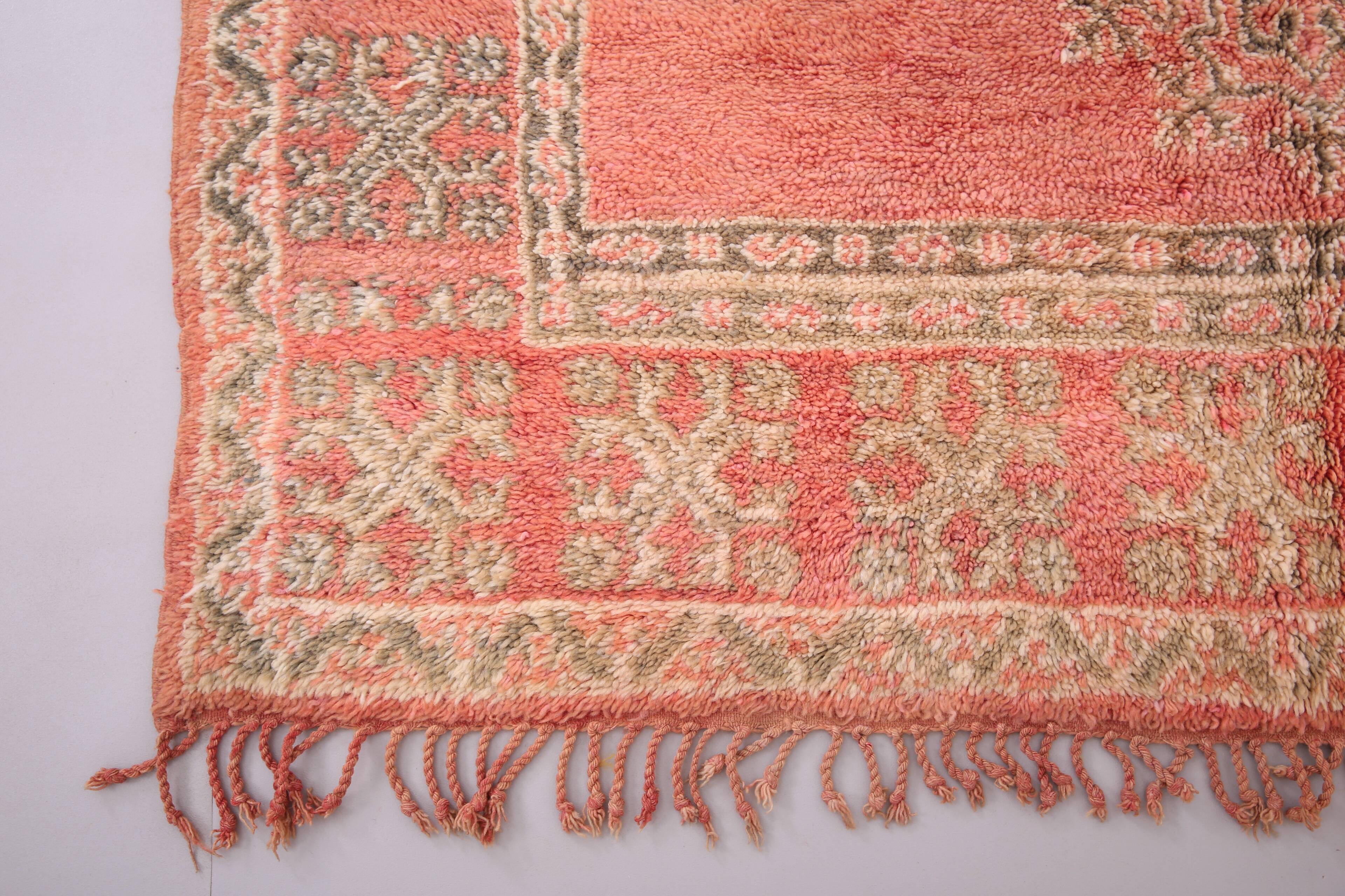 Pink Vintage Moroccan Rug 186 cm x 279 cm - Handmade Wool Rug - Berber Rug