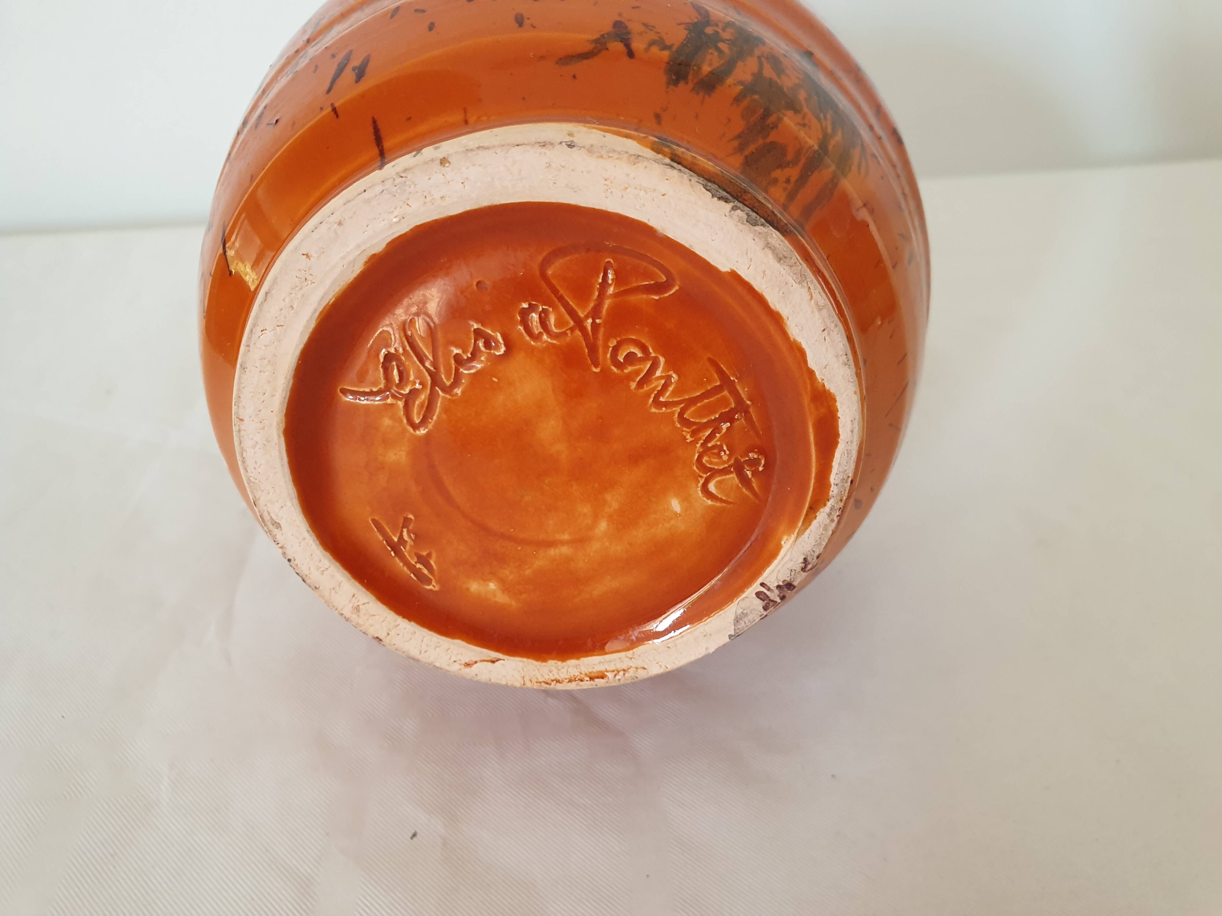 Ceramic vase signed Elisa Ponthet ? Elisa Pontet ? - Height 18.5cm