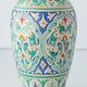 Spanish Moorish ceramic table lamp, new saffron silk shade.