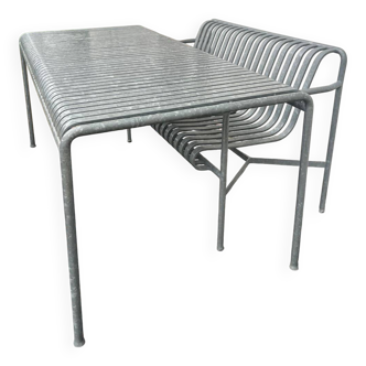 Palisade table and bench – HAY – Large size – Galvanised grey