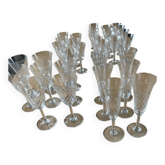 Set of 37 crystal glasses from the 50s