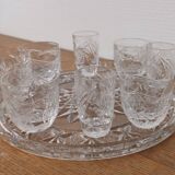 Presentation service 8 glasses and its Bohemian Cristal style dish