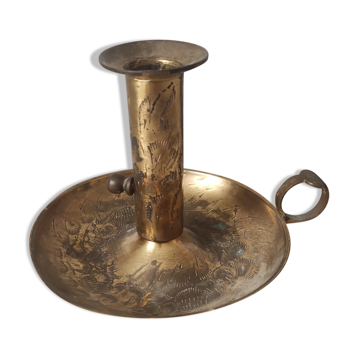 Brass cellar rat candle holder